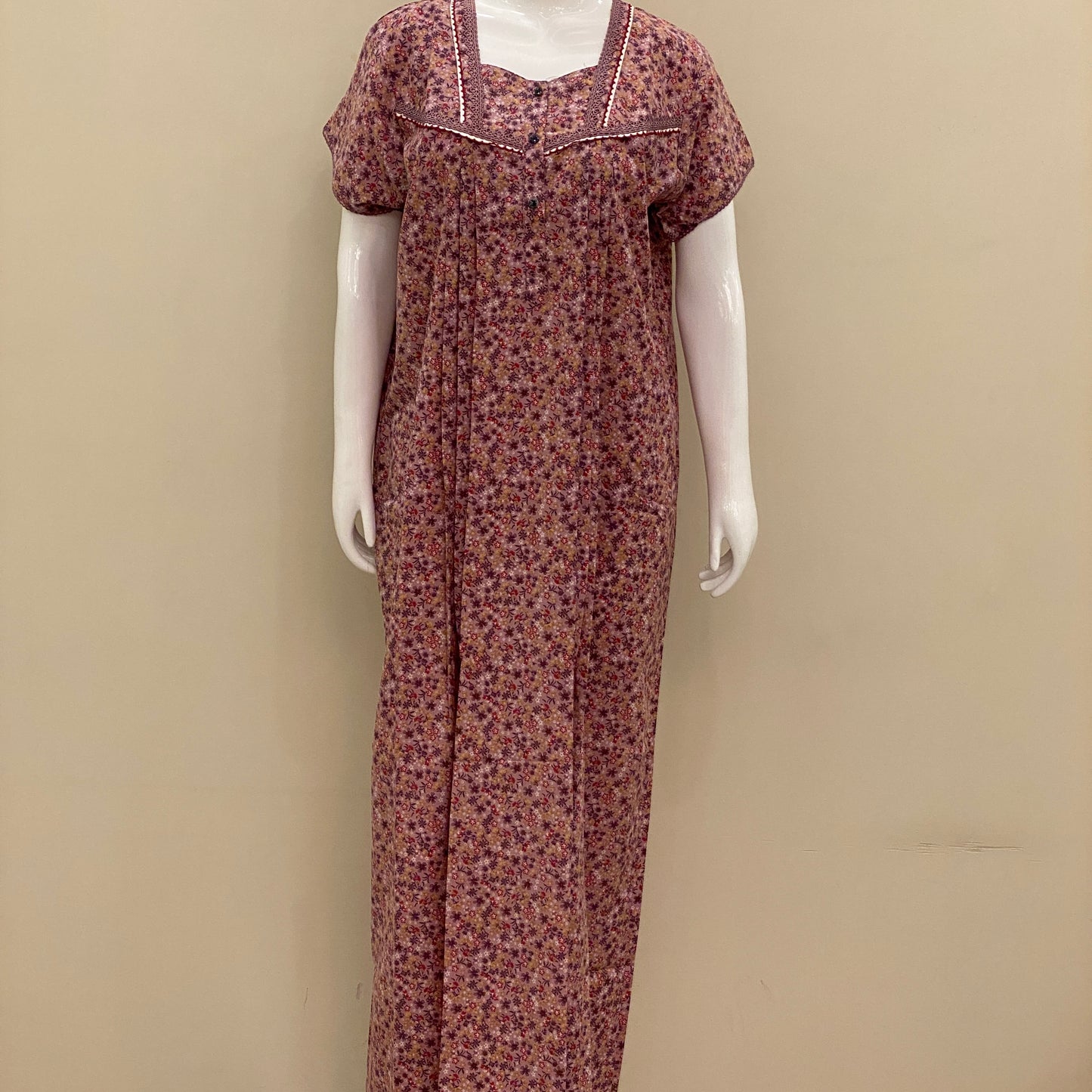 Cotton Lizy Bizy Yoke Nighty (SKU-YLB-58)