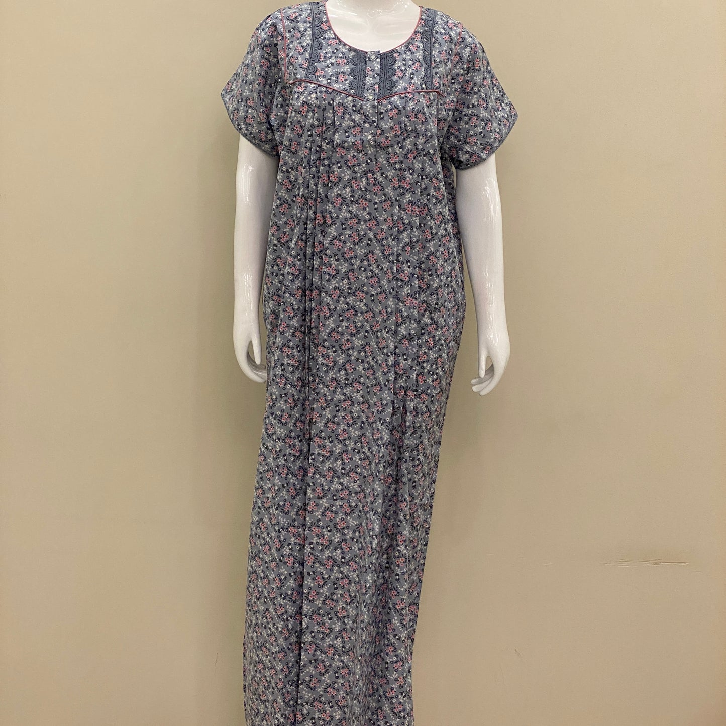 Cotton Lizy Bizy Yoke Nighty (SKU-YLB-57)