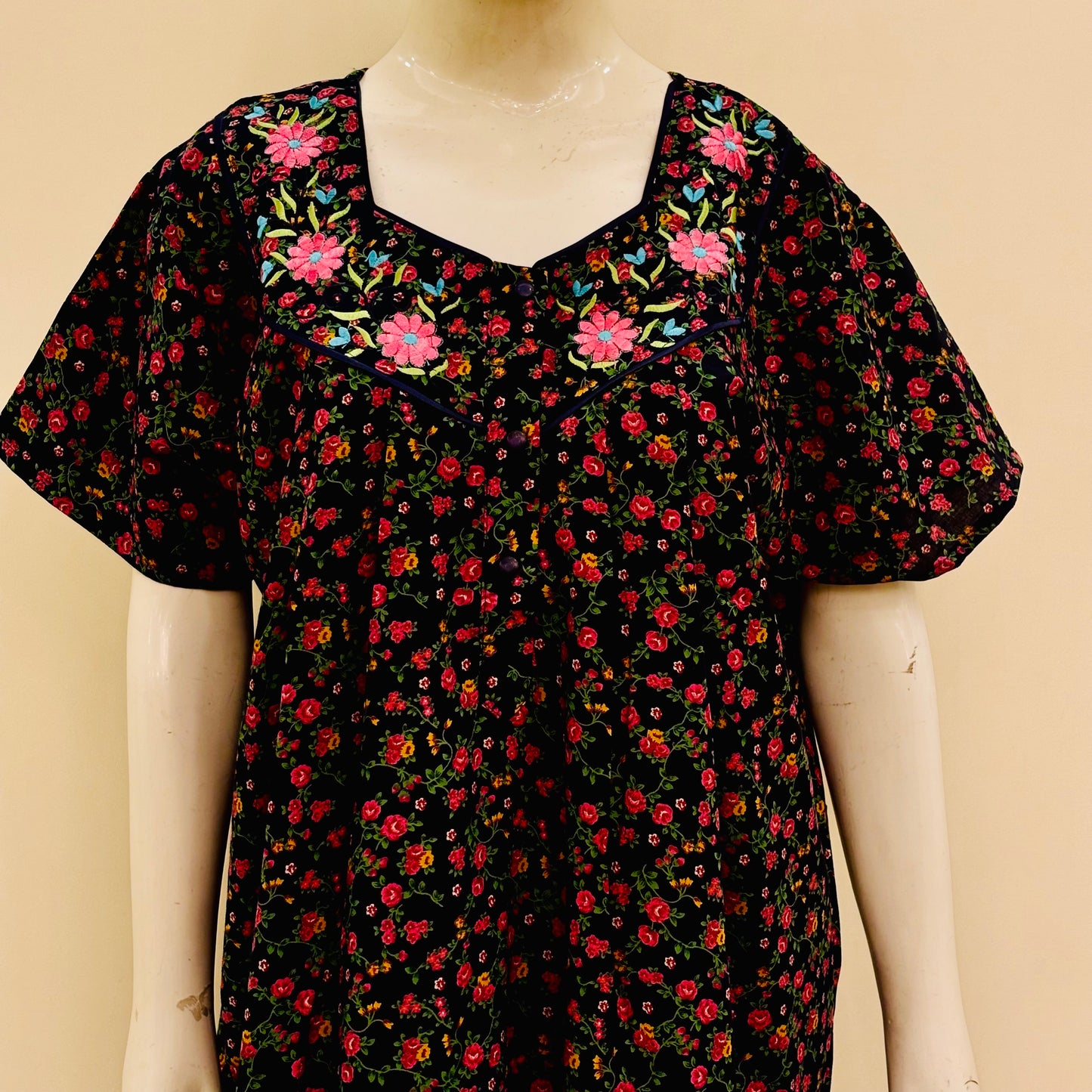 Cotton Lizy Bizy Yoke Nighty (SKU-318)