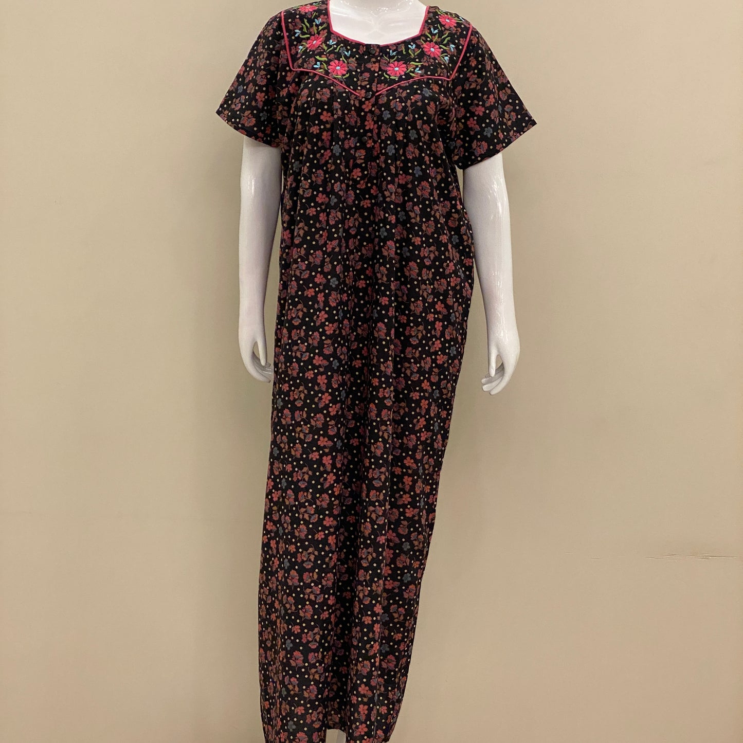 Cotton Lizy Bizy Yoke Nighty (SKU-LB-30)