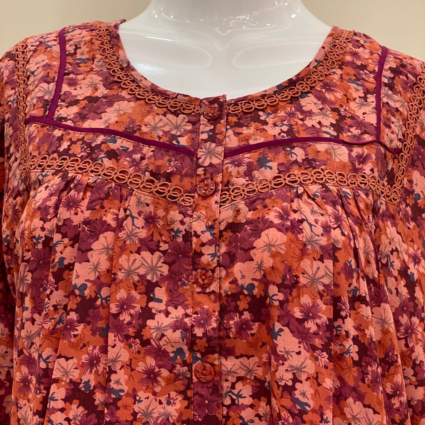 Cotton Lizy Bizy Yoke Nighty (SKU-YLB-49)