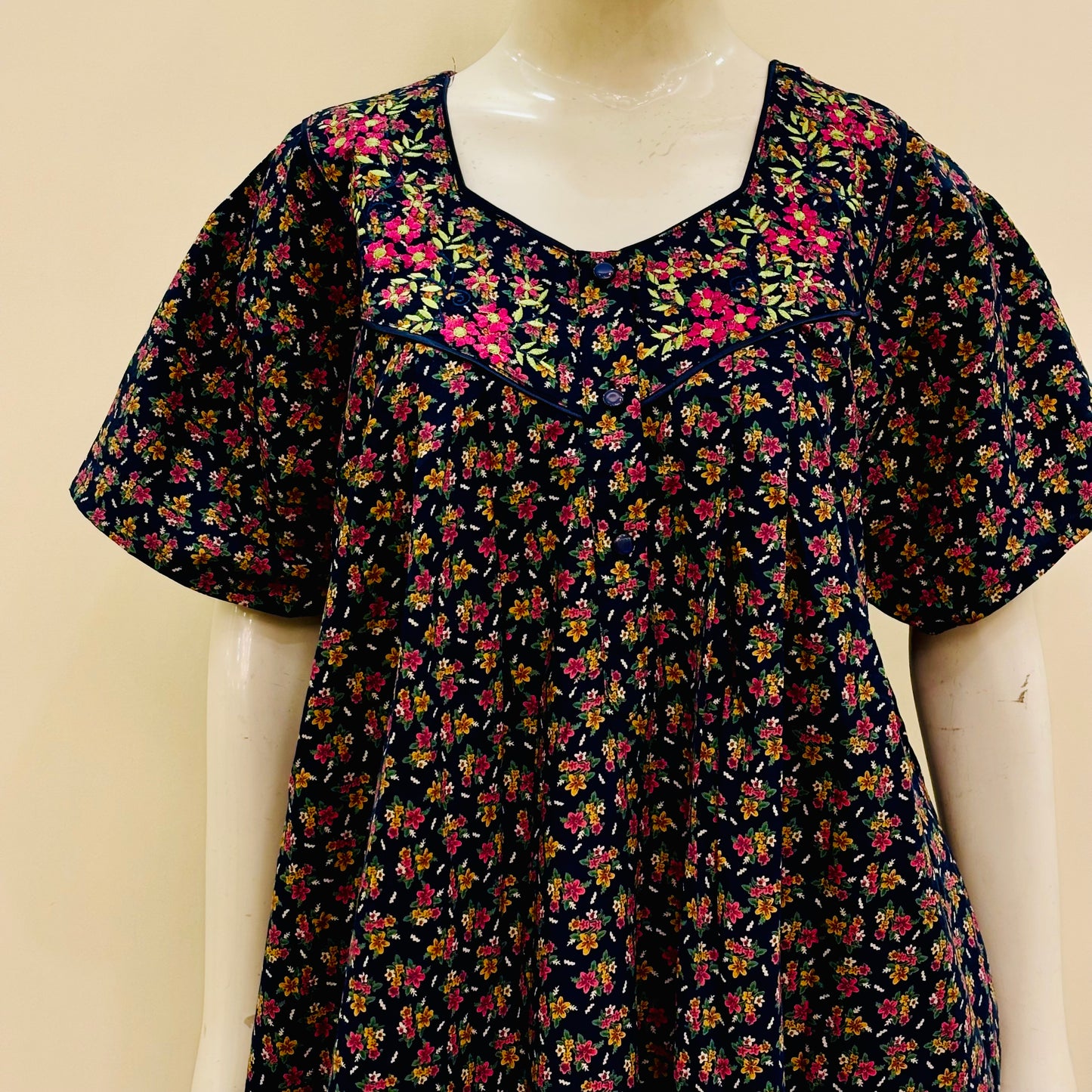 Cotton Lizy Bizy Yoke Nighty (SKU-226)