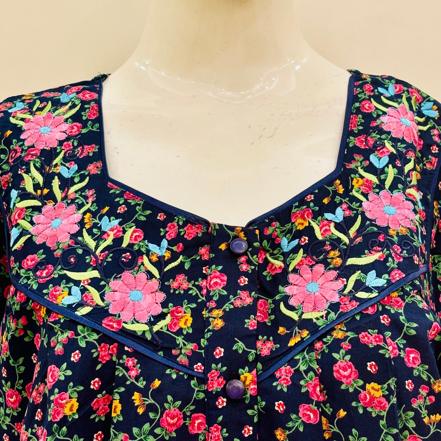 Cotton Lizy Bizy Yoke Nighty (SKU-318)