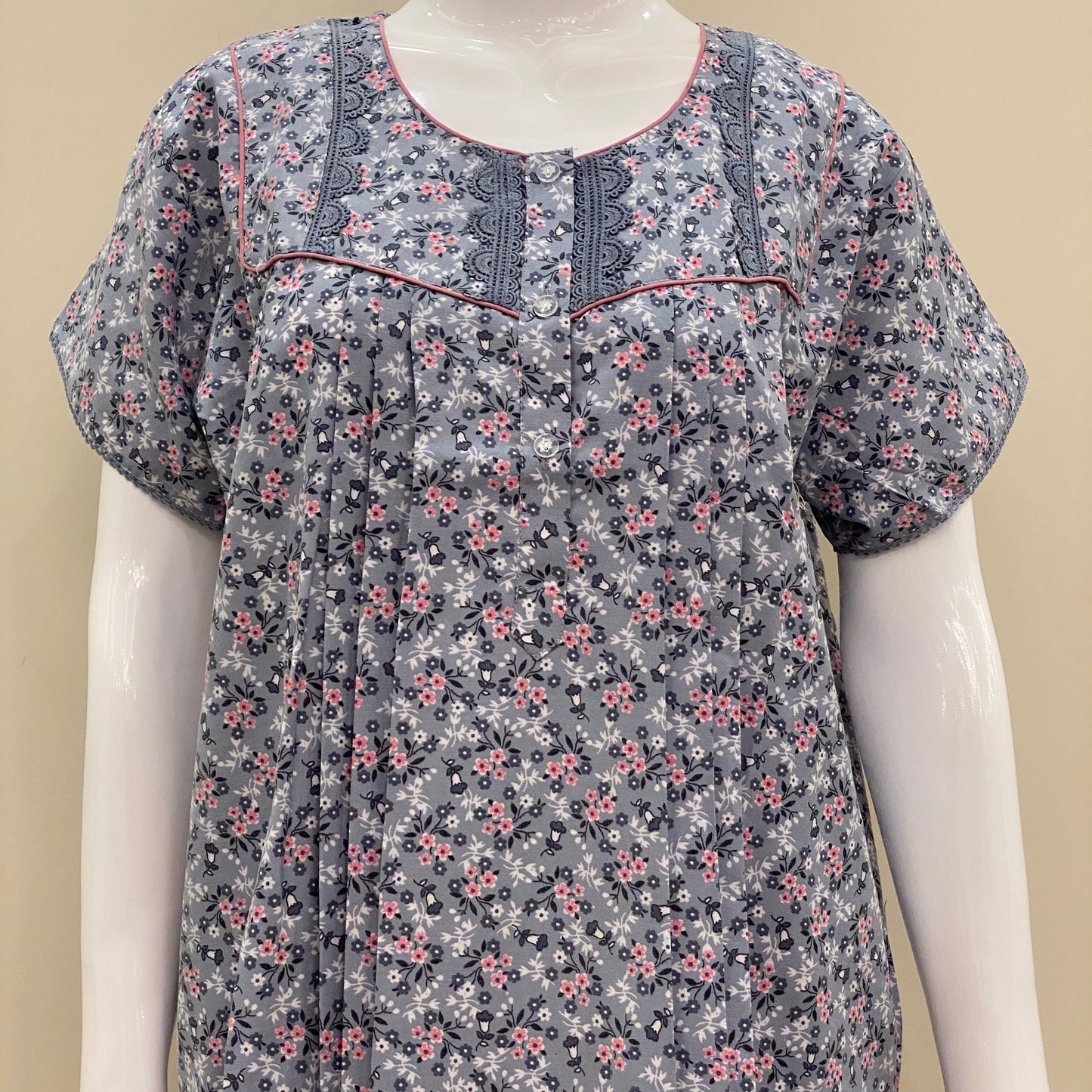 Cotton Lizy Bizy Yoke Nighty (SKU-YLB-57)