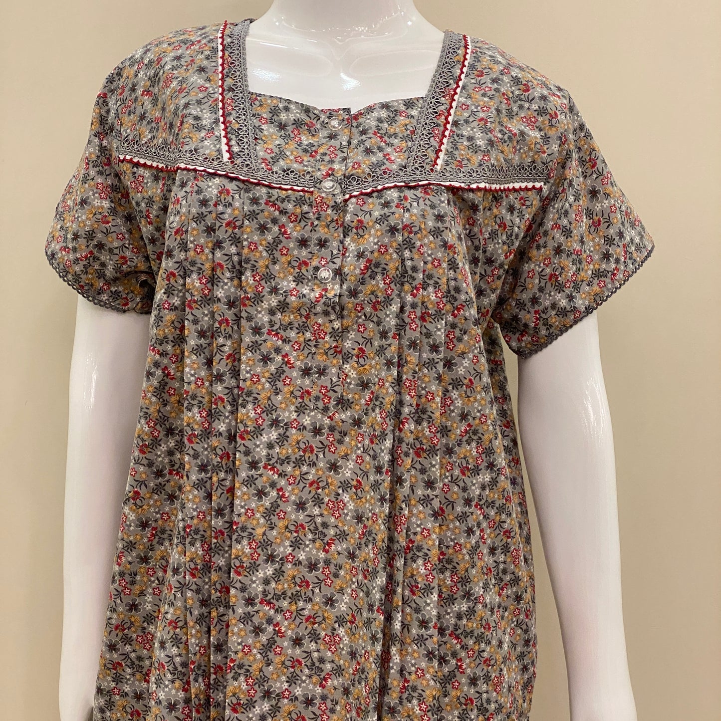 Cotton Lizy Bizy Yoke Nighty (SKU-YLB-60)