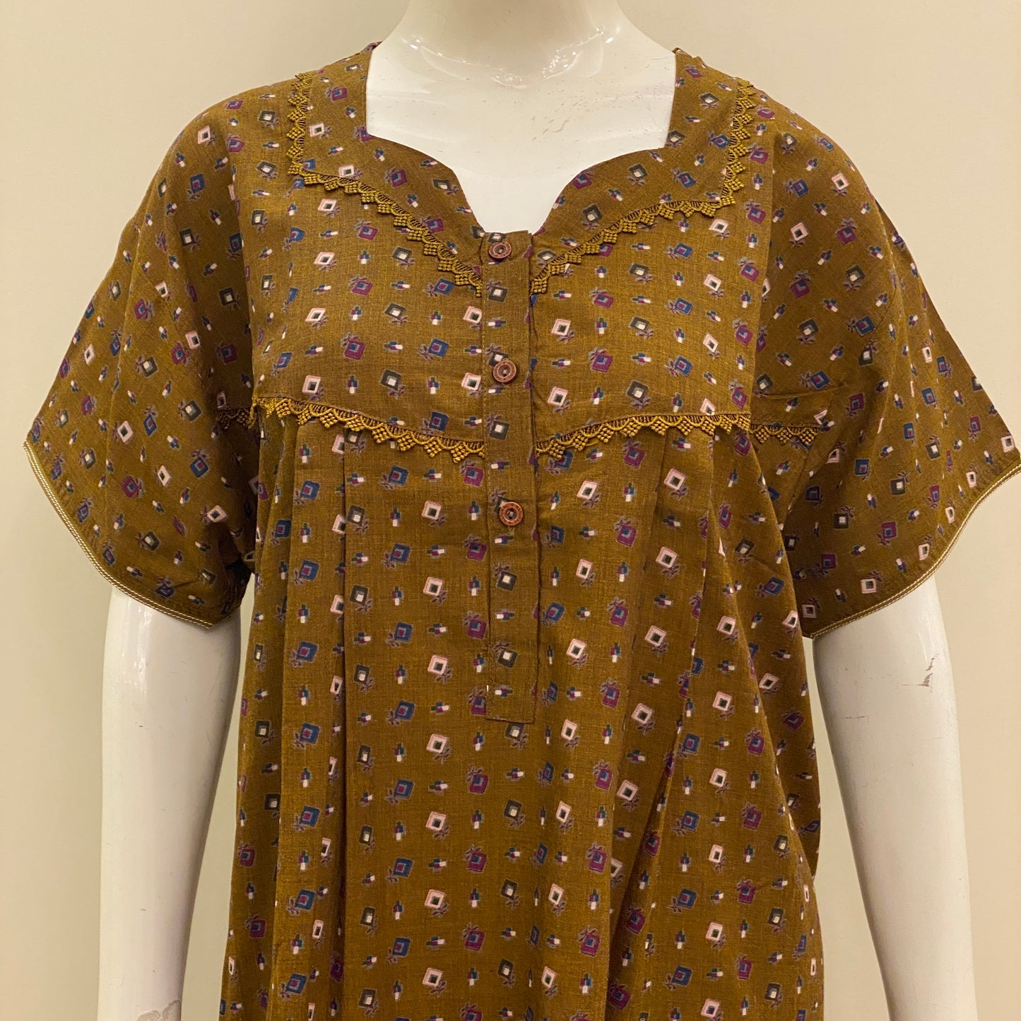 Cotton Lizy Bizy Yoke Nighty (SKU-72)