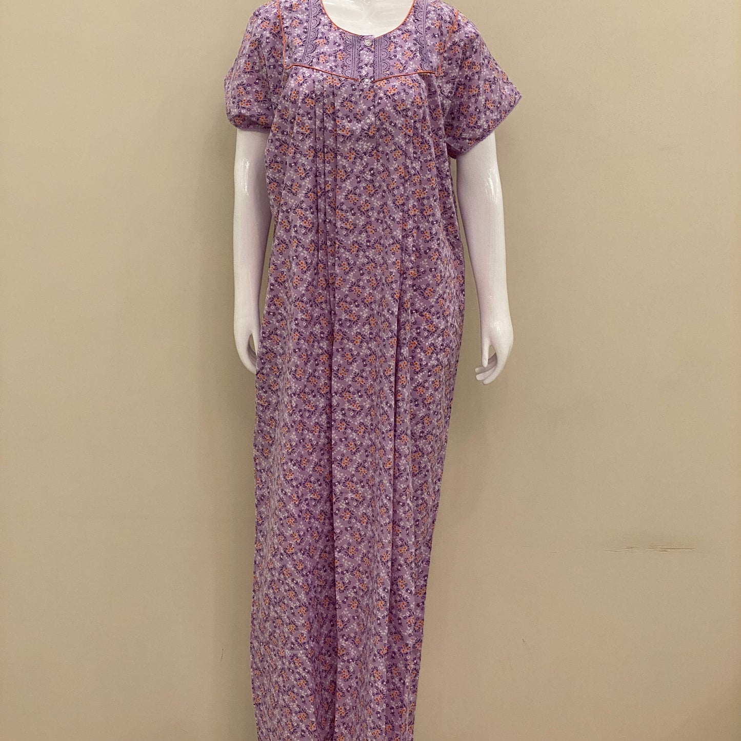 Cotton Lizy Bizy Yoke Nighty (SKU-YLB-59)