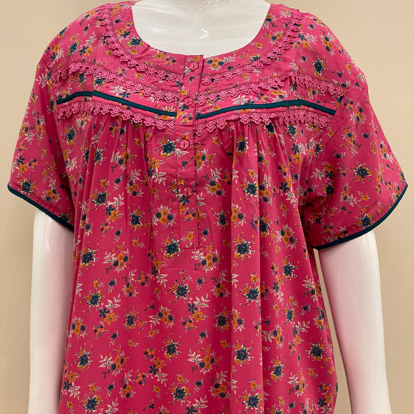 Cotton Lizy Bizy Yoke Nighty (SKU-YLB-44)