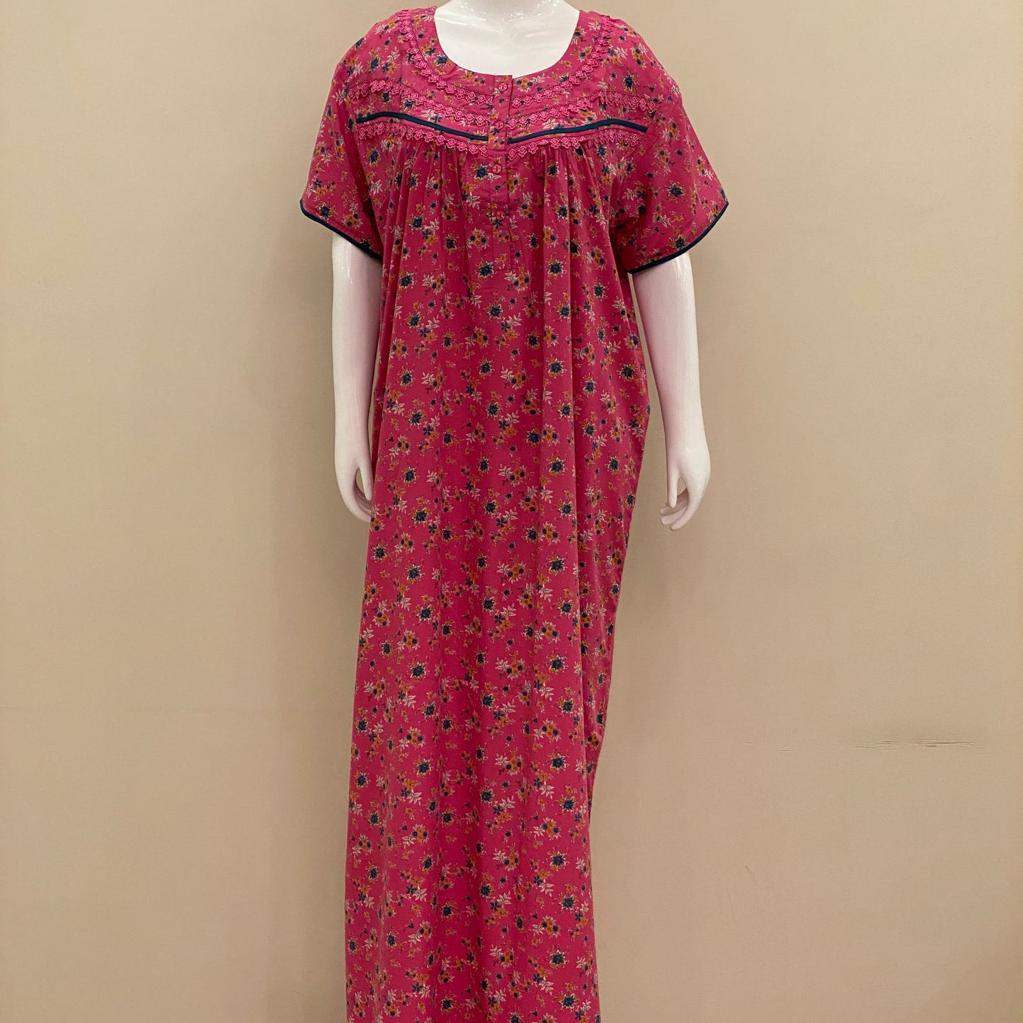 Cotton Lizy Bizy Yoke Nighty (SKU-YLB-44)
