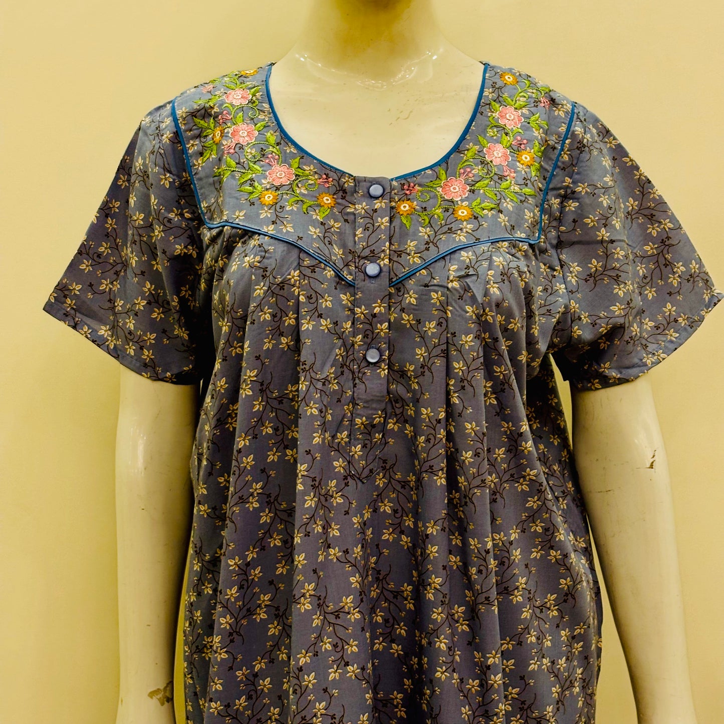 Cotton Lizy Bizy Yoke Nighty (SKU-307)