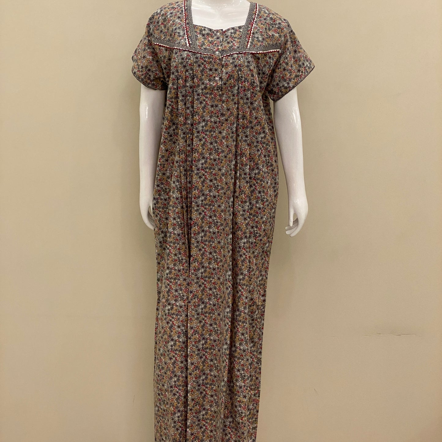 Cotton Lizy Bizy Yoke Nighty (SKU-YLB-60)