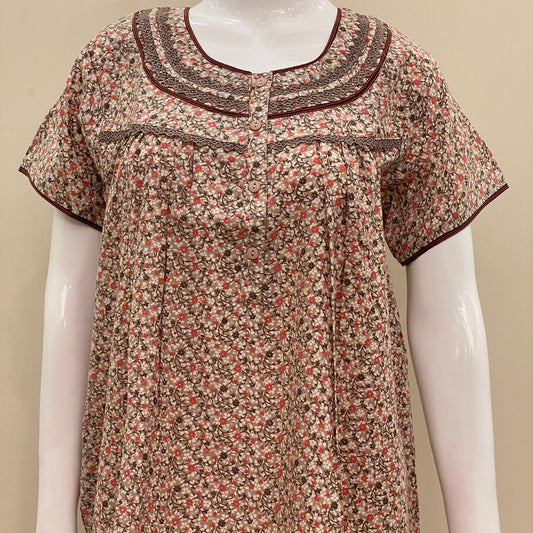 Cotton Lizy Bizy Yoke Nighty-SKU-YLB-9