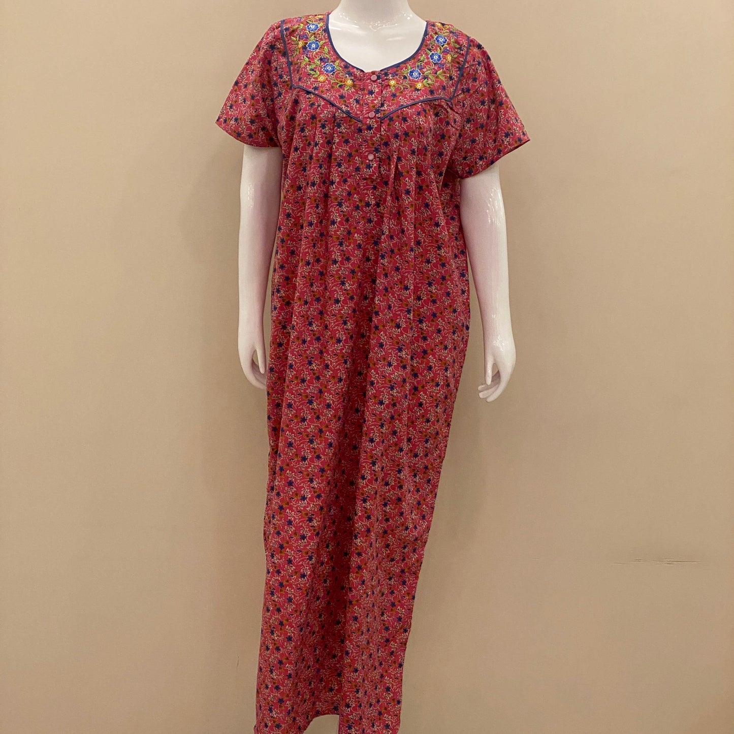 Cotton Lizy Bizy Yoke Nighty-SKU-333